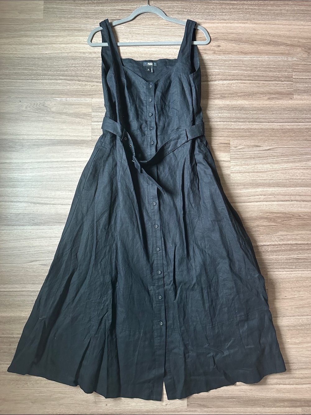 PAIGE Black Button-Front Maxi Dress with belt